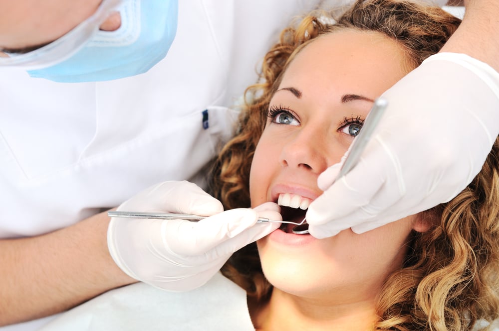 Healthy teeth patient at dentist office dental caries prevention Healthy teeth patient at dentist office dental caries prevention